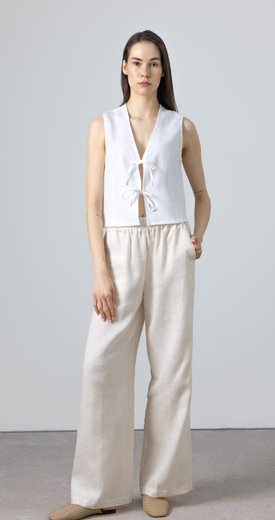 white pants for women linen