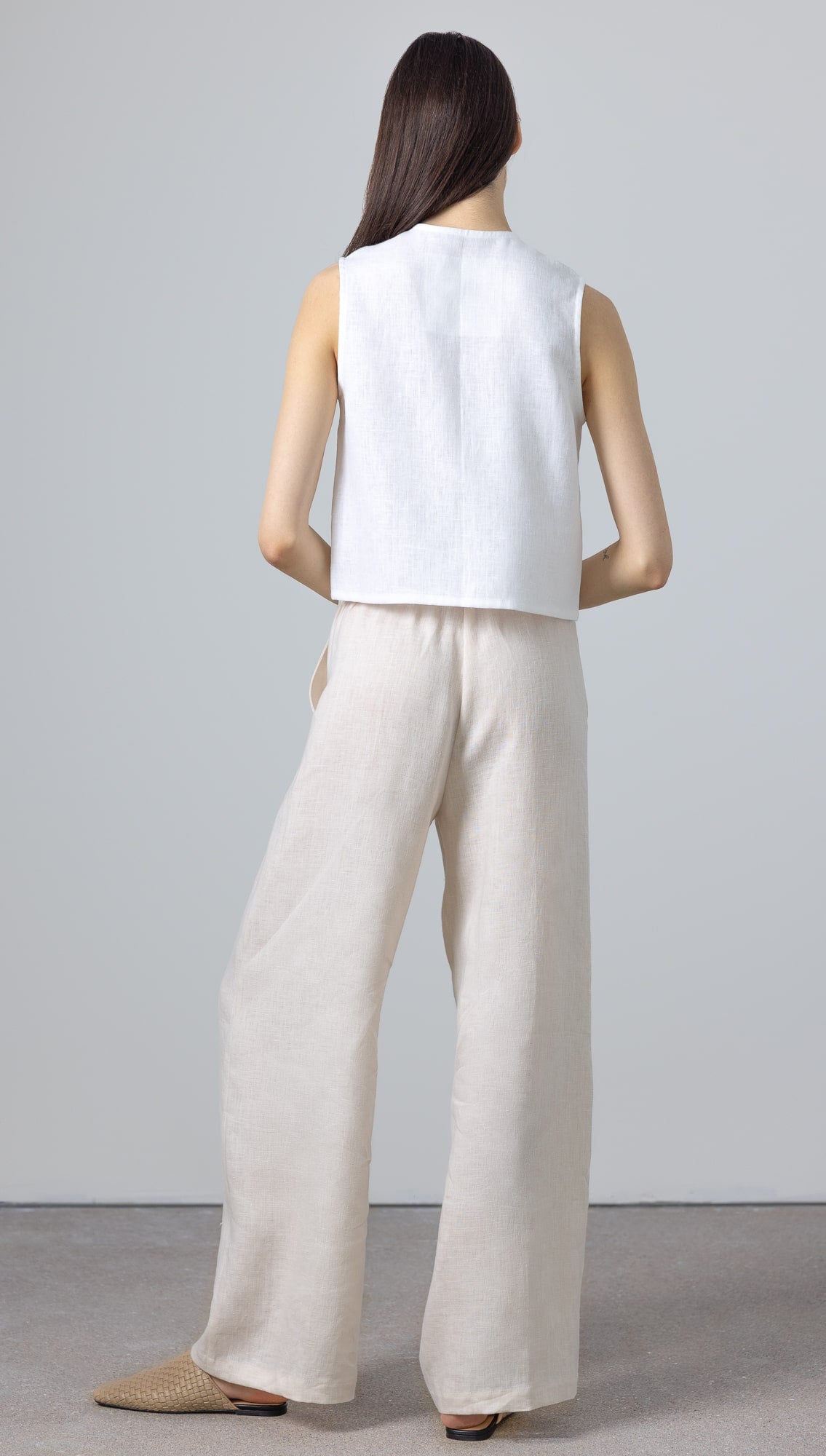 white women's linen pants