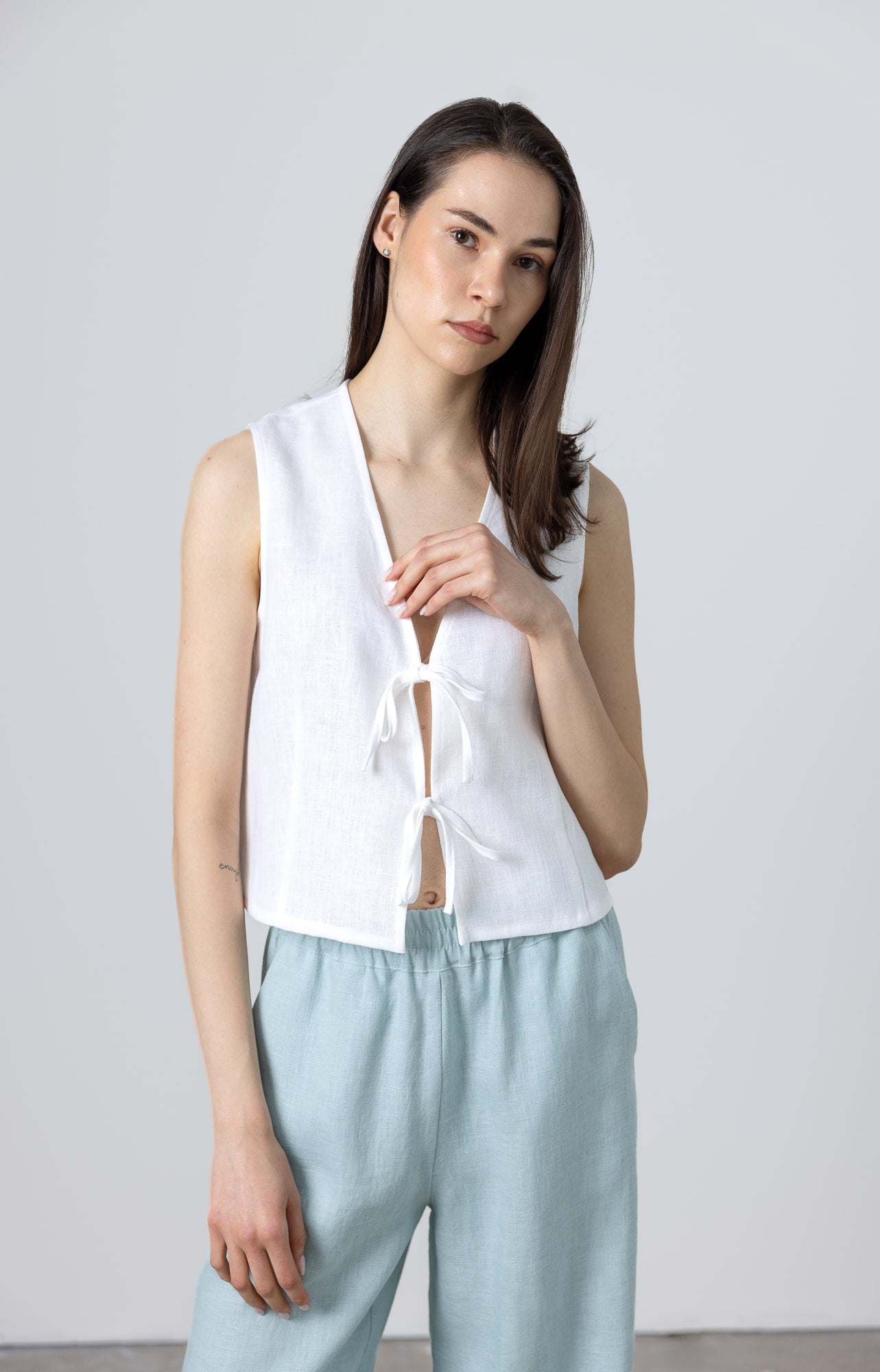 womens linen vest