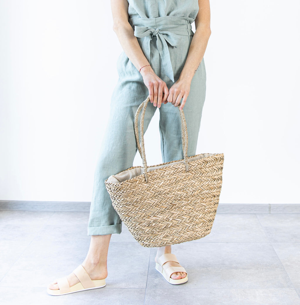 Women's tapered linen pants with elastic band | MinimalisticLinen