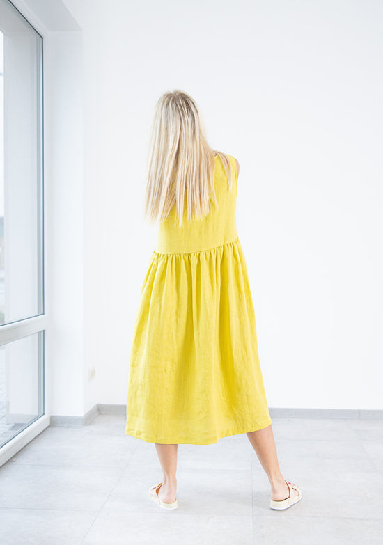 Load image into Gallery viewer, Linen dresses yellow

