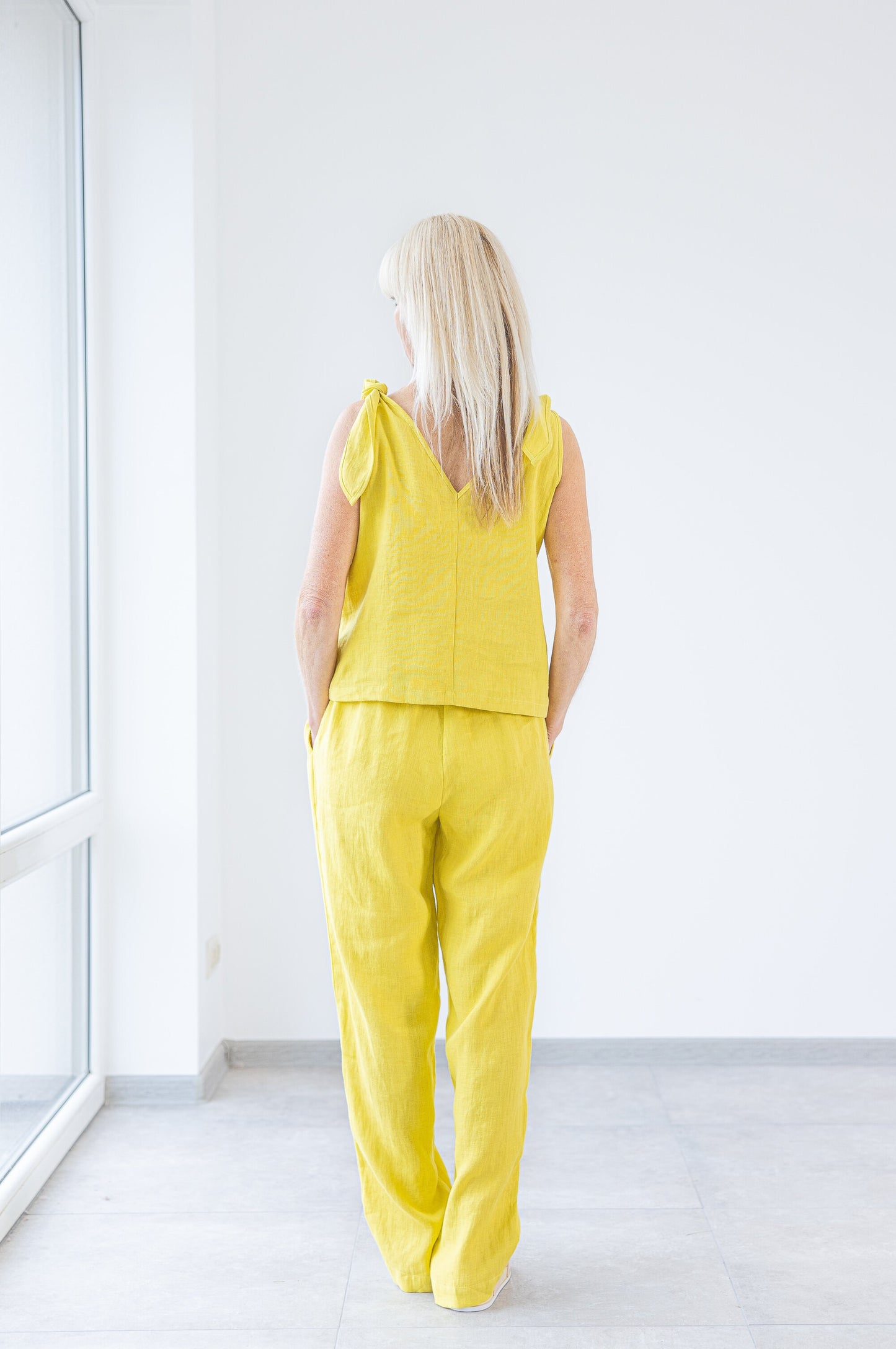 Yellow linen trousers